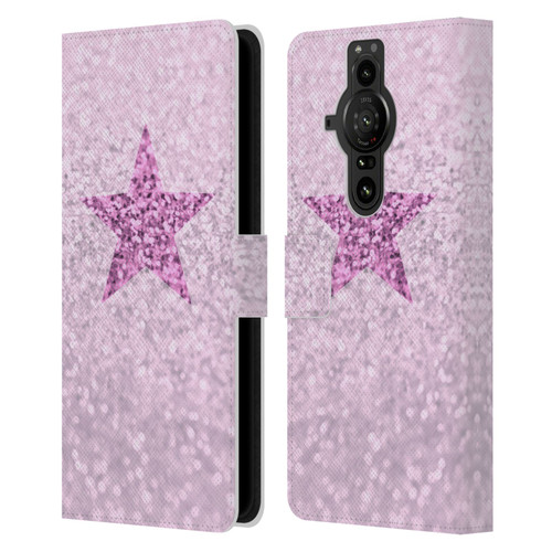 Monika Strigel Glitter Star Pastel Pink Leather Book Wallet Case Cover For Sony Xperia Pro-I