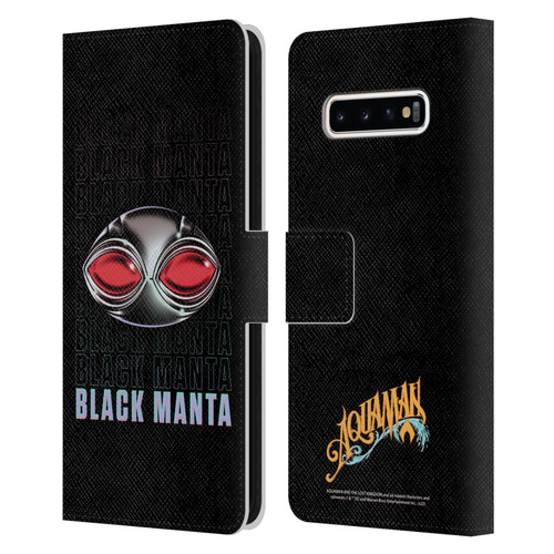 Aquaman And The Lost Kingdom Graphics Black Manta Helmet Leather Book Wallet Case Cover For Samsung Galaxy S10+ / S10 Plus