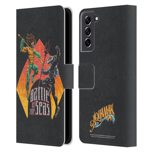 Aquaman And The Lost Kingdom Graphics Battle Of The Seas Leather Book Wallet Case Cover For Samsung Galaxy S21 FE 5G