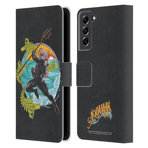 Aquaman And The Lost Kingdom Graphics Black Manta Art Leather Book Wallet Case Cover For Samsung Galaxy S21 FE 5G