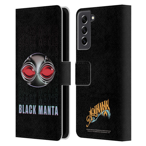 Aquaman And The Lost Kingdom Graphics Black Manta Helmet Leather Book Wallet Case Cover For Samsung Galaxy S21 FE 5G