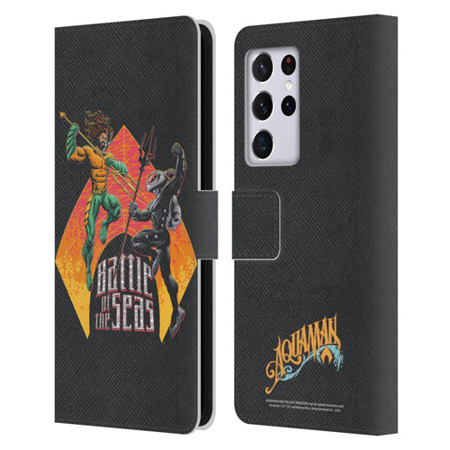 Aquaman And The Lost Kingdom Graphics Battle Of The Seas Leather Book Wallet Case Cover For Samsung Galaxy S21 Ultra 5G