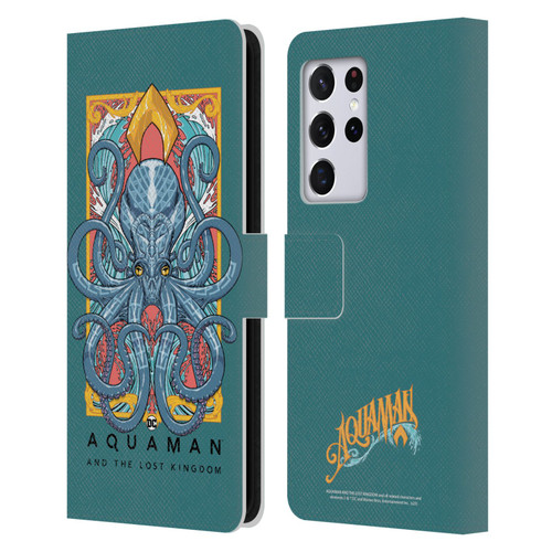 Aquaman And The Lost Kingdom Graphics Octopus Leather Book Wallet Case Cover For Samsung Galaxy S21 Ultra 5G