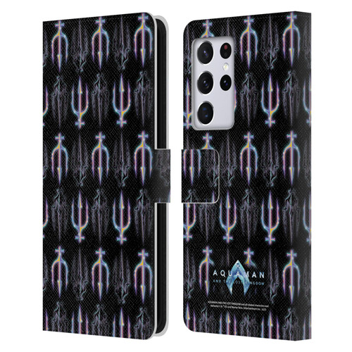 Aquaman And The Lost Kingdom Graphics Trident Pattern Leather Book Wallet Case Cover For Samsung Galaxy S21 Ultra 5G