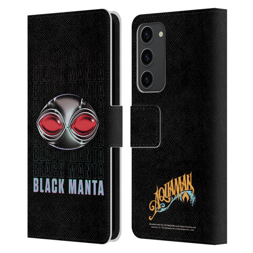 Aquaman And The Lost Kingdom Graphics Black Manta Helmet Leather Book Wallet Case Cover For Samsung Galaxy S23+ 5G