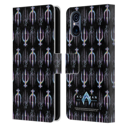 Aquaman And The Lost Kingdom Graphics Trident Pattern Leather Book Wallet Case Cover For Sony Xperia 5 V 5G