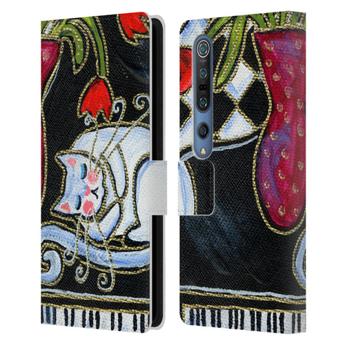 Wyanne Cat Kitty Asleep On The Piano Leather Book Wallet Case Cover For Xiaomi Mi 10 5G / Mi 10 Pro 5G