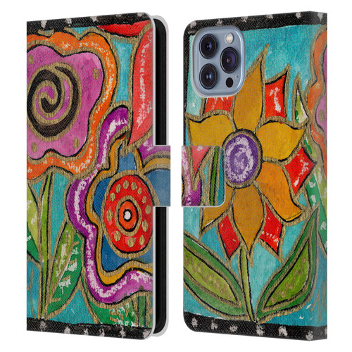 Wyanne Nature Funky Flower Garden Leather Book Wallet Case Cover For Apple iPhone 14