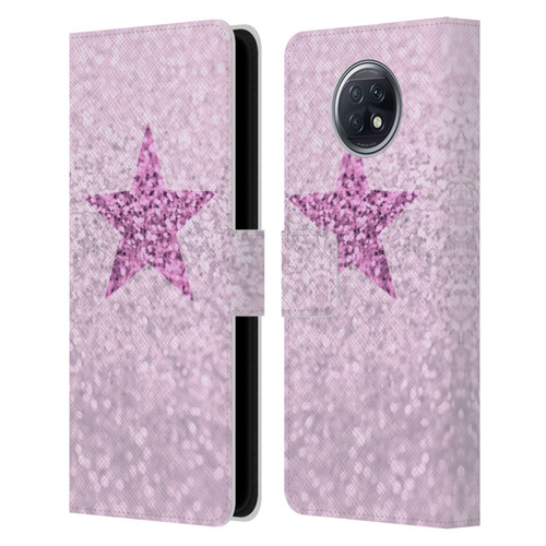Monika Strigel Glitter Star Pastel Pink Leather Book Wallet Case Cover For Xiaomi Redmi Note 9T 5G