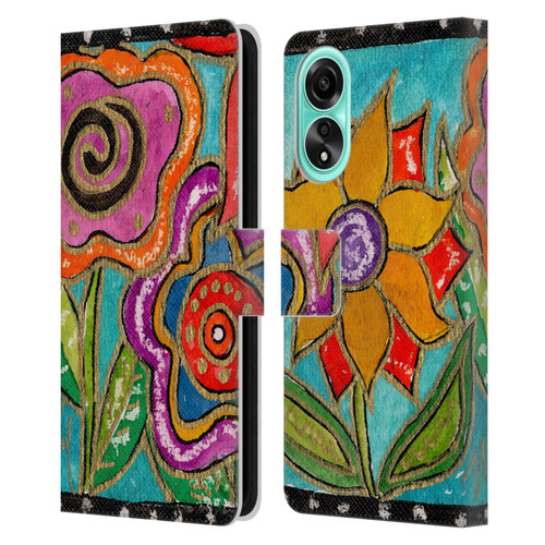 Wyanne Nature Funky Flower Garden Leather Book Wallet Case Cover For OPPO A78 4G