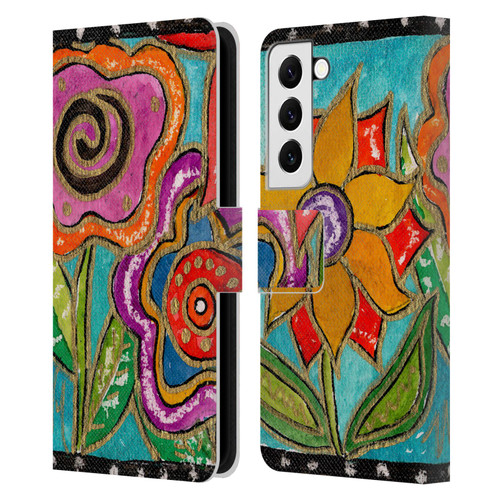 Wyanne Nature Funky Flower Garden Leather Book Wallet Case Cover For Samsung Galaxy S22 5G