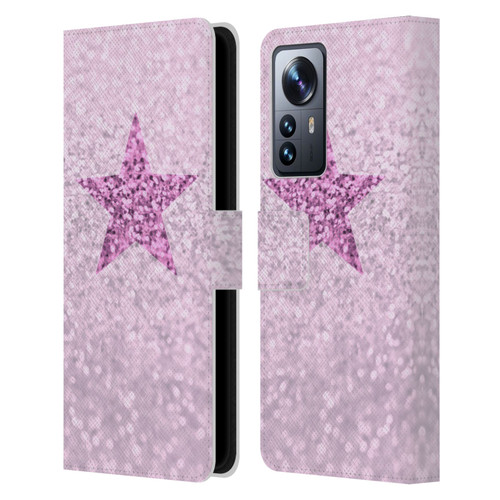 Monika Strigel Glitter Star Pastel Pink Leather Book Wallet Case Cover For Xiaomi 12 Pro