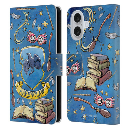 Harry Potter Deathly Hallows XIII Ravenclaw Pattern Leather Book Wallet Case Cover For Apple iPhone 16