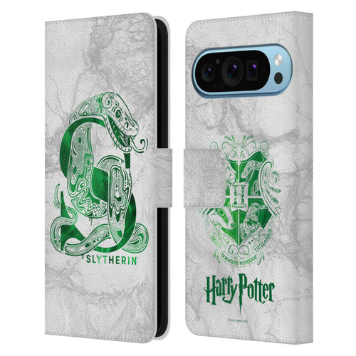 Harry Potter Deathly Hallows IX Slytherin Aguamenti Leather Book Wallet Case Cover For Google Pixel 9 / Pixel 9 Pro Harry Potter Deathly Hallows IX Slytherin Aguamenti Leather Book Wallet Case Cover For Google Pixel 9 / Pixel 9 Pro