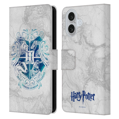 Harry Potter Deathly Hallows IX Hogwarts Aguamenti Leather Book Wallet Case Cover For Apple iPhone 16