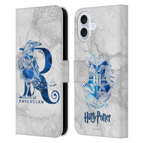 Harry Potter Deathly Hallows IX Ravenclaw Aguamenti Leather Book Wallet Case Cover For Apple iPhone 16 Plus