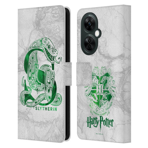 Harry Potter Deathly Hallows IX Slytherin Aguamenti Leather Book Wallet Case Cover For OnePlus Nord CE 3 Lite 5G