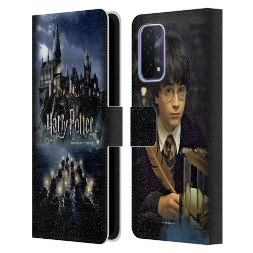Harry Potter Sorcerer's Stone II Castle Leather Book Wallet Case Cover For OPPO A54 5G