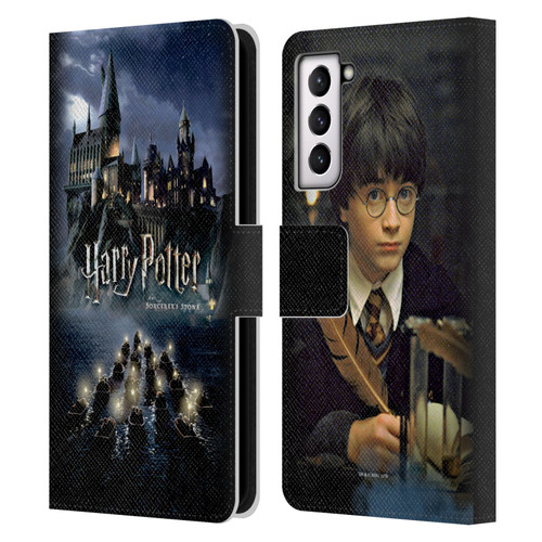 Harry Potter Sorcerer's Stone II Castle Leather Book Wallet Case Cover For Samsung Galaxy S21 5G