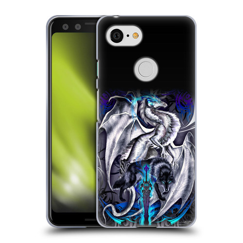 Ruth Thompson Dragons with Swords Blade & Fantasy Wolf Soft Gel Case for Google Pixel 3