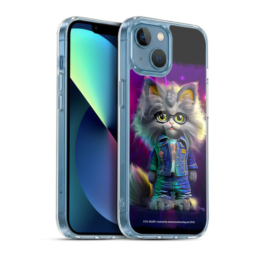 D.S. Valori Kitty And Puppy Kitty In Jeans Soft Gel Case for Apple iPhone 13 Mini & MagSafe