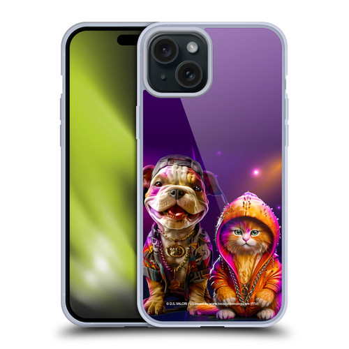 D.S. Valori Kitty And Puppy Hip Hop Pals Soft Gel Case for Apple iPhone 15 Plus