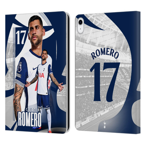 Tottenham Hotspur F.C. 2024/25 First Team Cristian Romero Leather Book Wallet Case Cover For Apple iPad 10.9 2022/2025