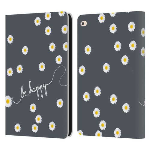 Monika Strigel Happy Daisy Grey Leather Book Wallet Case Cover For Apple iPad Air 2 (2014)