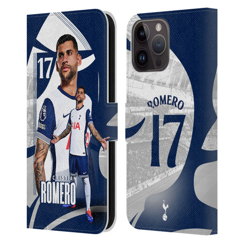 Tottenham Hotspur F.C. 2024/25 First Team Cristian Romero Leather Book Wallet Case Cover For Apple iPhone 15 Pro Max