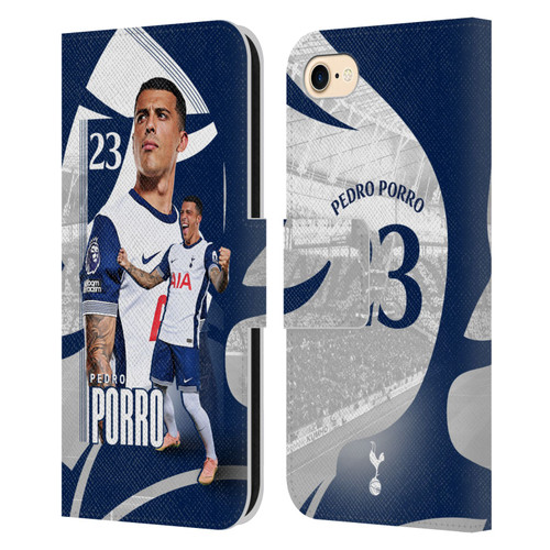 Tottenham Hotspur F.C. 2024/25 First Team Pedro Porro Leather Book Wallet Case Cover For Apple iPhone 7 / 8 / SE 2020 & 2022