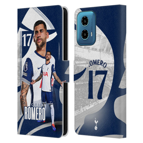 Tottenham Hotspur F.C. 2024/25 First Team Cristian Romero Leather Book Wallet Case Cover For Motorola Moto G34 5G