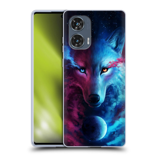 Jonas "JoJoesArt" Jödicke Wildlife Wolf Galaxy Soft Gel Case for Motorola Edge 50 Fusion
