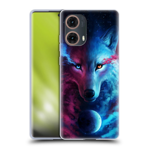 Jonas "JoJoesArt" Jödicke Wildlife Wolf Galaxy Soft Gel Case for Motorola Moto G85