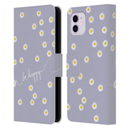 Monika Strigel Happy Daisy Lavender Leather Book Wallet Case Cover For Apple iPhone 11