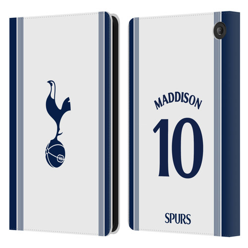 Tottenham Hotspur F.C. 2024/25 Players Home Kit James Maddison Leather Book Wallet Case Cover For Amazon Fire 7 2022