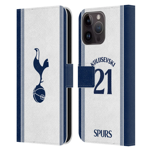 Tottenham Hotspur F.C. 2024/25 Players Home Kit Dejan Kulusevski Leather Book Wallet Case Cover For Apple iPhone 15 Pro Max
