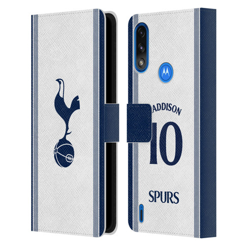 Tottenham Hotspur F.C. 2024/25 Players Home Kit James Maddison Leather Book Wallet Case Cover For Motorola Moto E7 Power / Moto E7i Power
