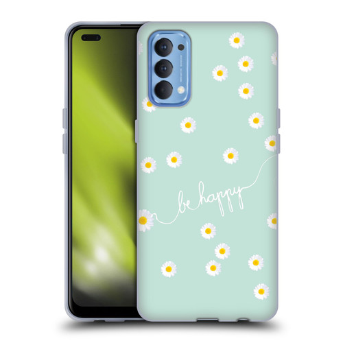 Monika Strigel Happy Daisy Mint Soft Gel Case for OPPO Reno 4 5G