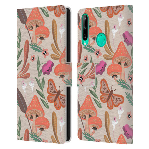 Anis Illustration Floral And Leaves Mushrooms Leather Book Wallet Case Cover For Huawei P40 lite E