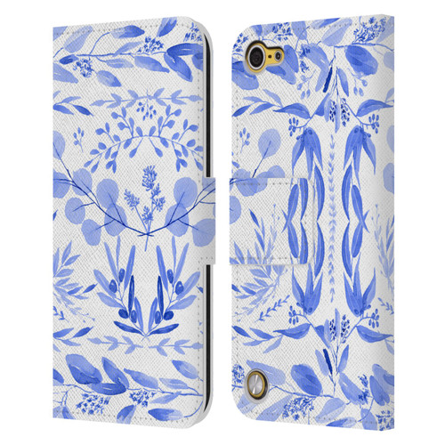 Anis Illustration Floral And Leaves Mediterranean Scene Leather Book Wallet Case Cover For Apple iPod Touch 5G 5th Gen