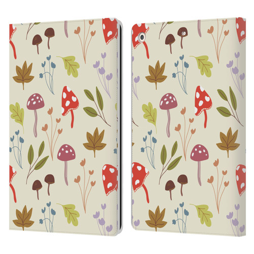 Anis Illustration Floral And Leaves Cute Mushrooms Leather Book Wallet Case Cover For Apple iPad 10.2 2019/2020/2021