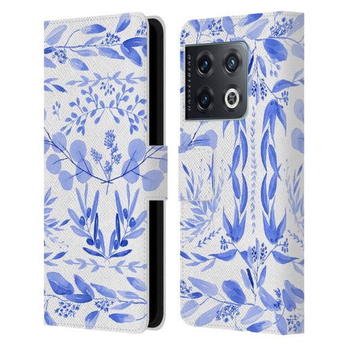 Anis Illustration Floral And Leaves Mediterranean Scene Leather Book Wallet Case Cover For OnePlus 10 Pro