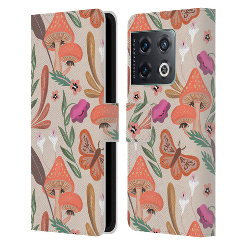Anis Illustration Floral And Leaves Mushrooms Leather Book Wallet Case Cover For OnePlus 10 Pro