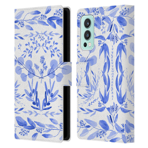 Anis Illustration Floral And Leaves Mediterranean Scene Leather Book Wallet Case Cover For OnePlus Nord 2 5G