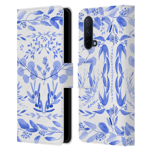 Anis Illustration Floral And Leaves Mediterranean Scene Leather Book Wallet Case Cover For OnePlus Nord CE 5G