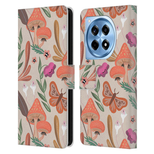 Anis Illustration Floral And Leaves Mushrooms Leather Book Wallet Case Cover For OnePlus 12R