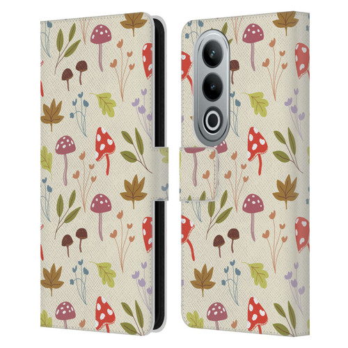 Anis Illustration Floral And Leaves Cute Mushrooms Leather Book Wallet Case Cover For OPPO OnePlus Ace 3V 5G