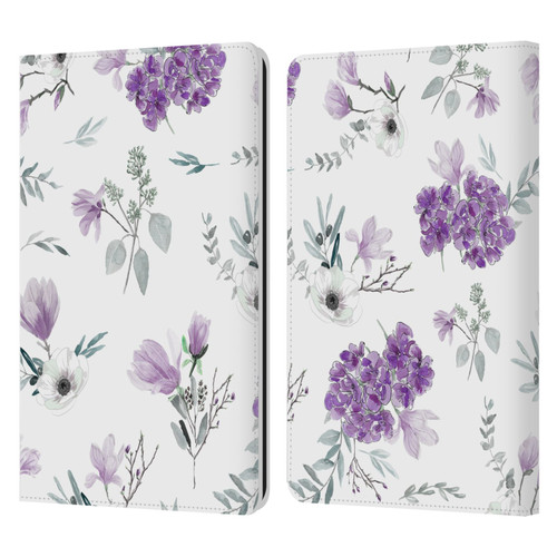 Anis Illustration Floral Pattern Romantic Blue Pink Leather Book Wallet Case Cover For Amazon Kindle Paperwhite 1 / 2 / 3