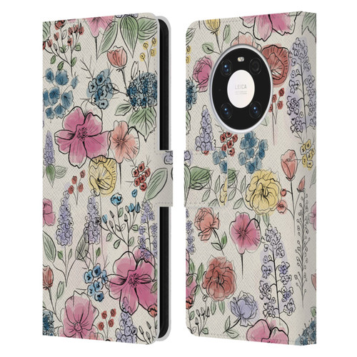 Anis Illustration Floral Pattern Wild Garden Leather Book Wallet Case Cover For Huawei Mate 40 Pro 5G