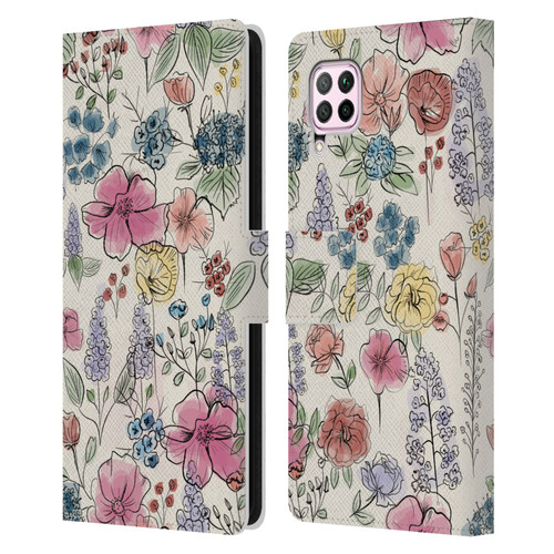 Anis Illustration Floral Pattern Wild Garden Leather Book Wallet Case Cover For Huawei Nova 6 SE / P40 Lite